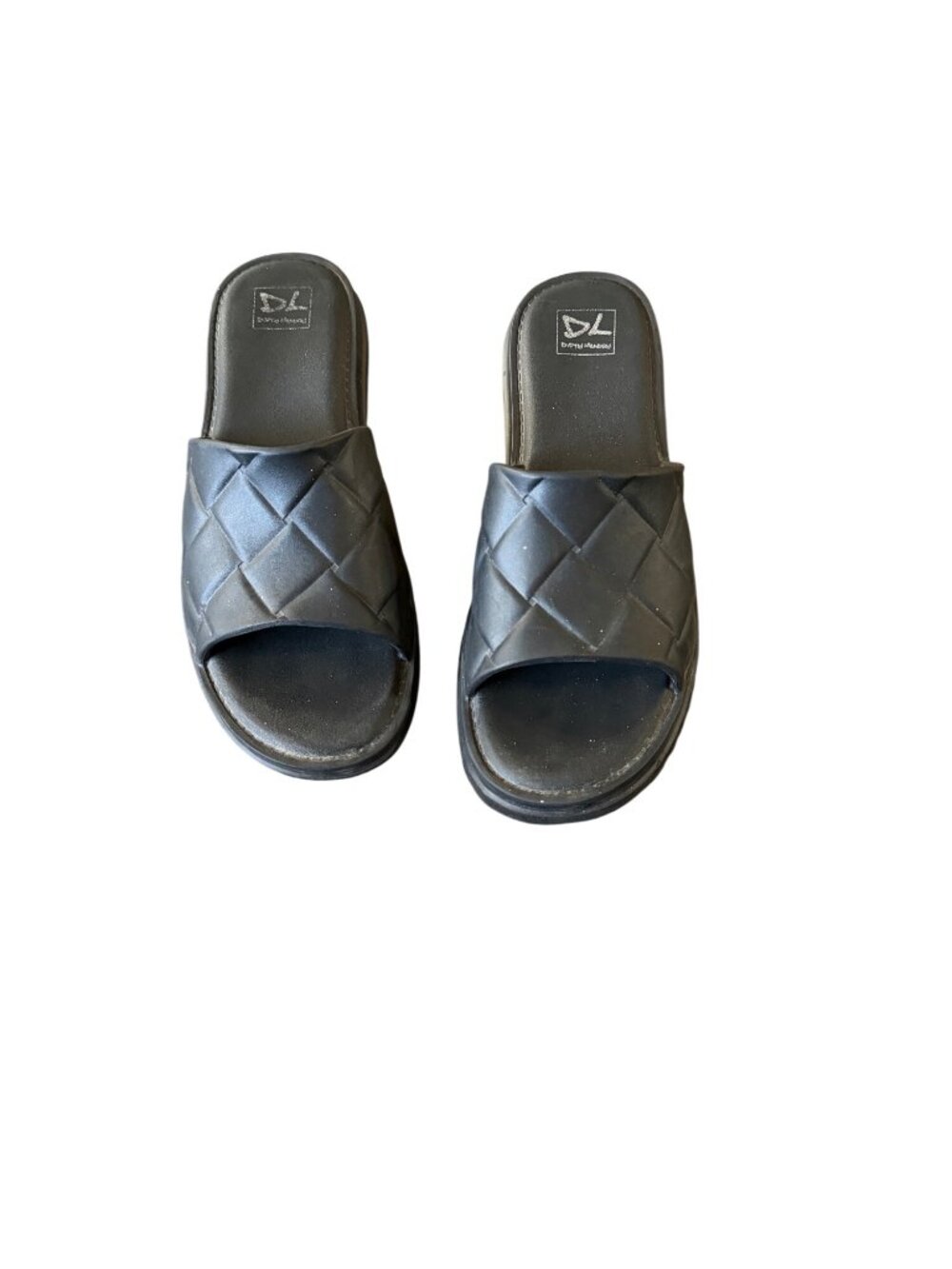 Dirty Laundry Womens Platform Slide Sandals Black Quilted Faux Leather Size 11/4